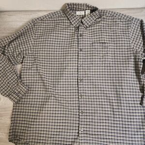 LL Bean Dark Blue Green Plaid Shirt Size‎ XXL Tall Button Checkered Long Sleeve